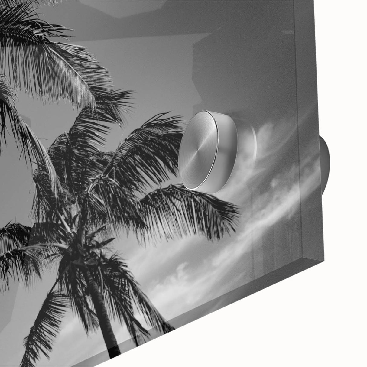Large abstract wall art of Miami scenery in vibrant twilight hues, printed on acrylic glass, ideal for dining room decor.