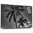 Acrylic print of a large abstract depiction of Miami with vibrant blue and pink tones, ideal for dining room decor.