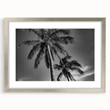 Textured art print of abstract Miami skyline in silver frame, ideal for modern bedroom decor.
