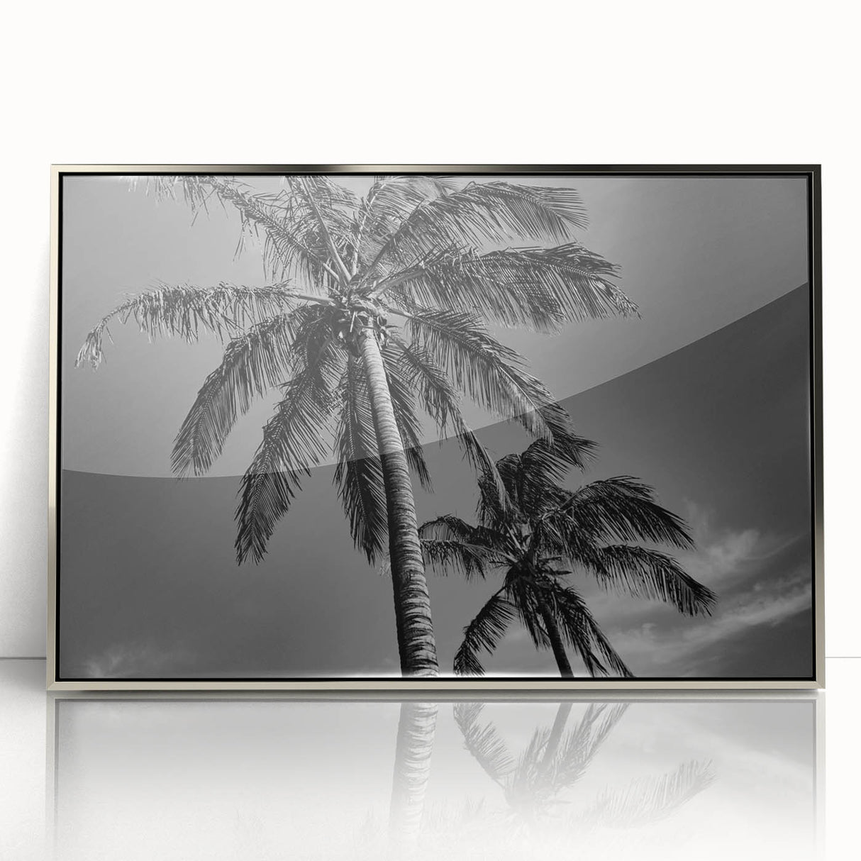 Mid-century modernist art depicting the Miami skyline in vibrant pastel hues on a framed acrylic print.