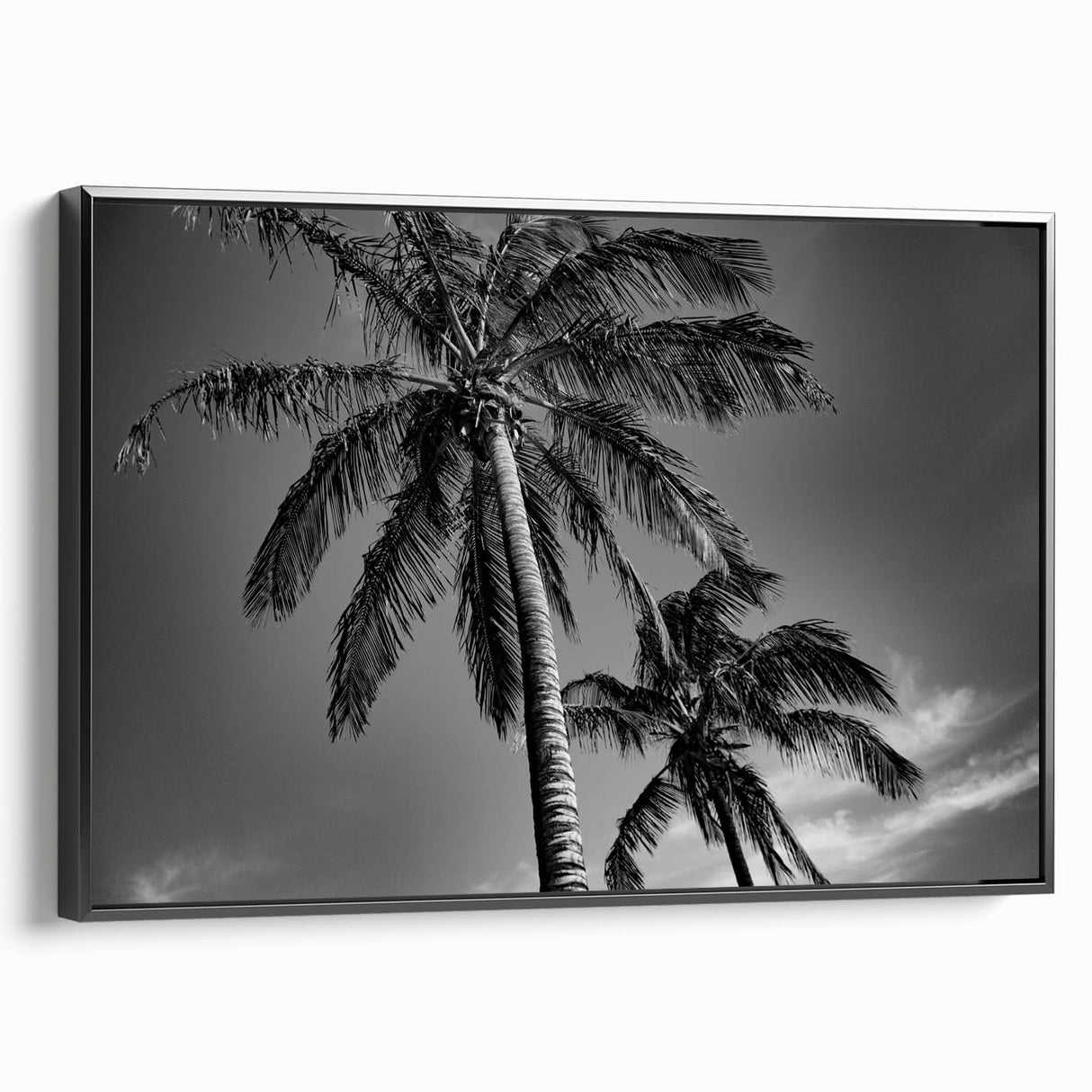 Black and white framed canvas of Miami landscape, ideal for bedroom wall art.