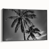 Black and white framed canvas of Miami landscape, ideal for bedroom wall art.