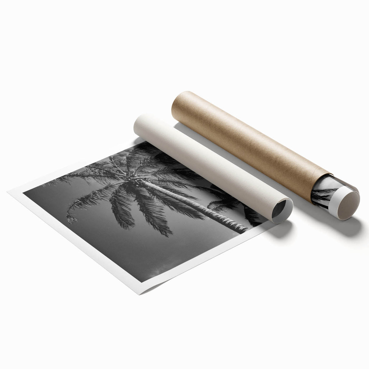 Rolled print of Miami skyline with vibrant sunset colors, ideal for classy bathroom wall art.
