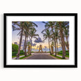 Extra large abstract art print of colorful, textured Florida Palm Beach scenery on a black framed canvas.