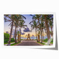 Rolled print of Palm Beach scenery with vibrant blue sky and lush greenery, ideal for art wall dining room.