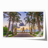Rolled print of Palm Beach scenery with vibrant blue sky and lush greenery, ideal for art wall dining room.