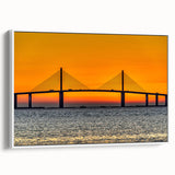 Vintage poster art of Tampa skyline in colorful hues on extra large framed canvas, ideal for living room decor.