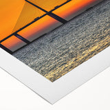 Art deco poster of Tampa skyline in muted gold and navy tones on rolled canvas, suitable for dining room wall art.