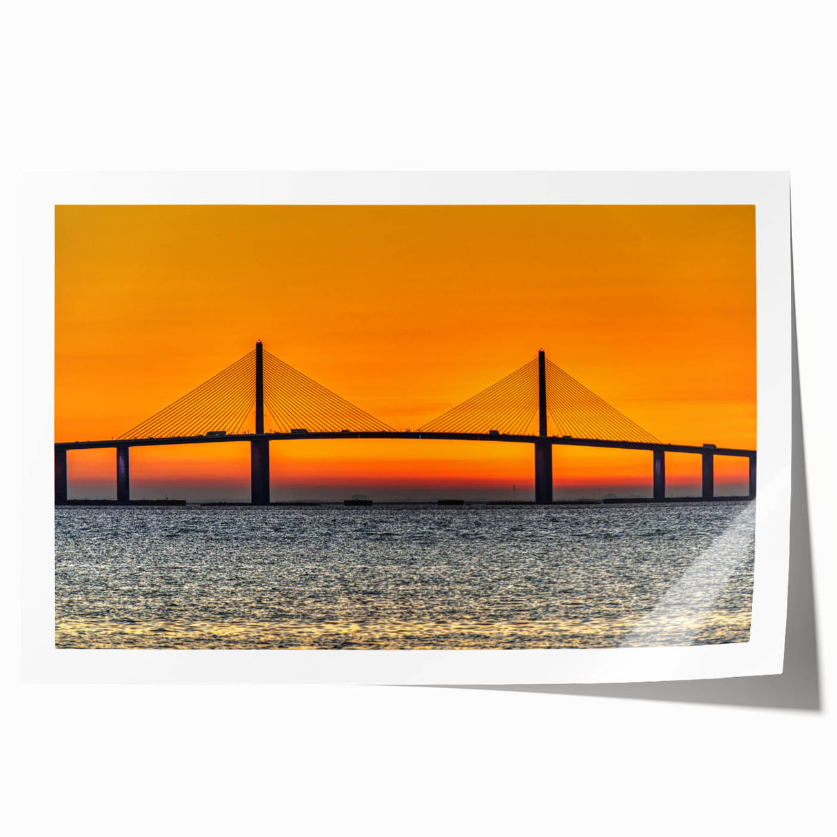 Extra large rolled print of Tampa scenery with floral accents in vibrant colors, ideal for art wall dining room.