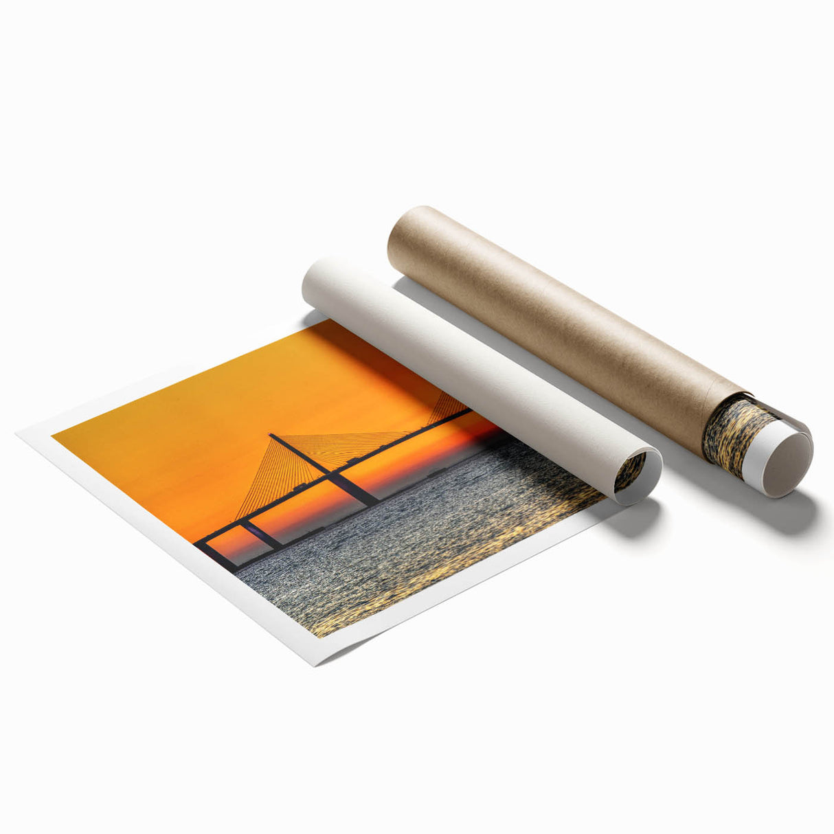 Extra large rolled print of Tampa scenery with vibrant floral elements, ideal for classy bathroom wall art.