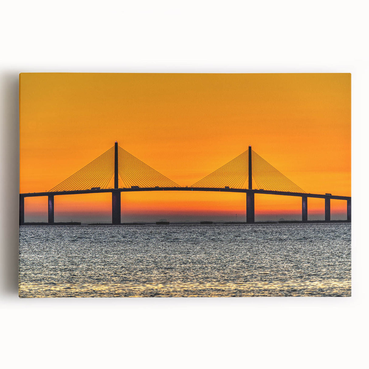 Black and white large art print of Tampa skyline on stretched canvas, suitable for kitchen wall art.