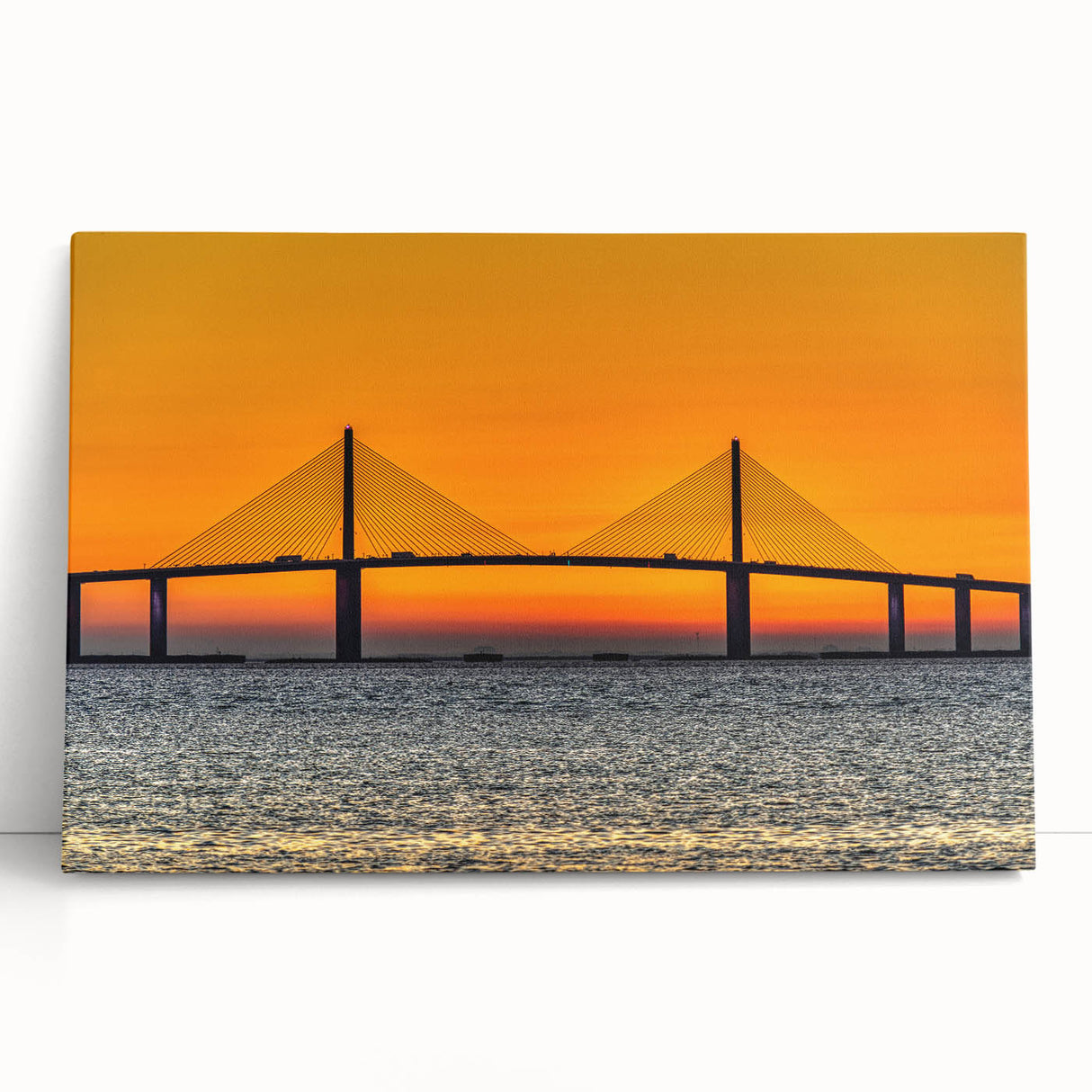 Black and white stretched canvas of Tampa skyline, ideal for kitchen wall art or bedroom ambiance.