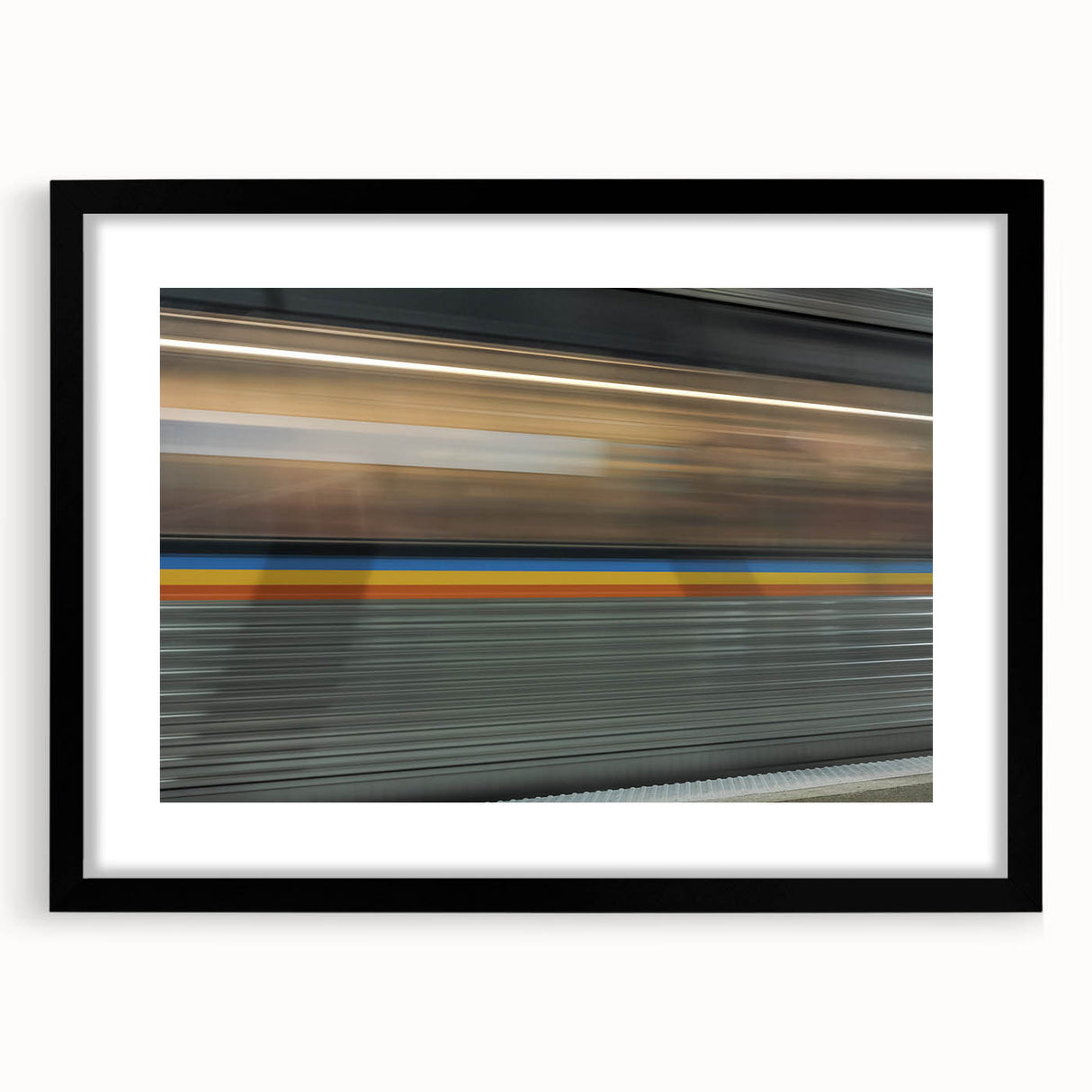 Extra large abstract art print of Atlanta skyline in vibrant, colorful hues on textured canvas, ideal for living room decor.