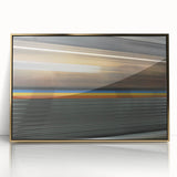 Mid-century modernist Atlanta skyline in gold tones on acrylic, ideal for modern art wall decor.
