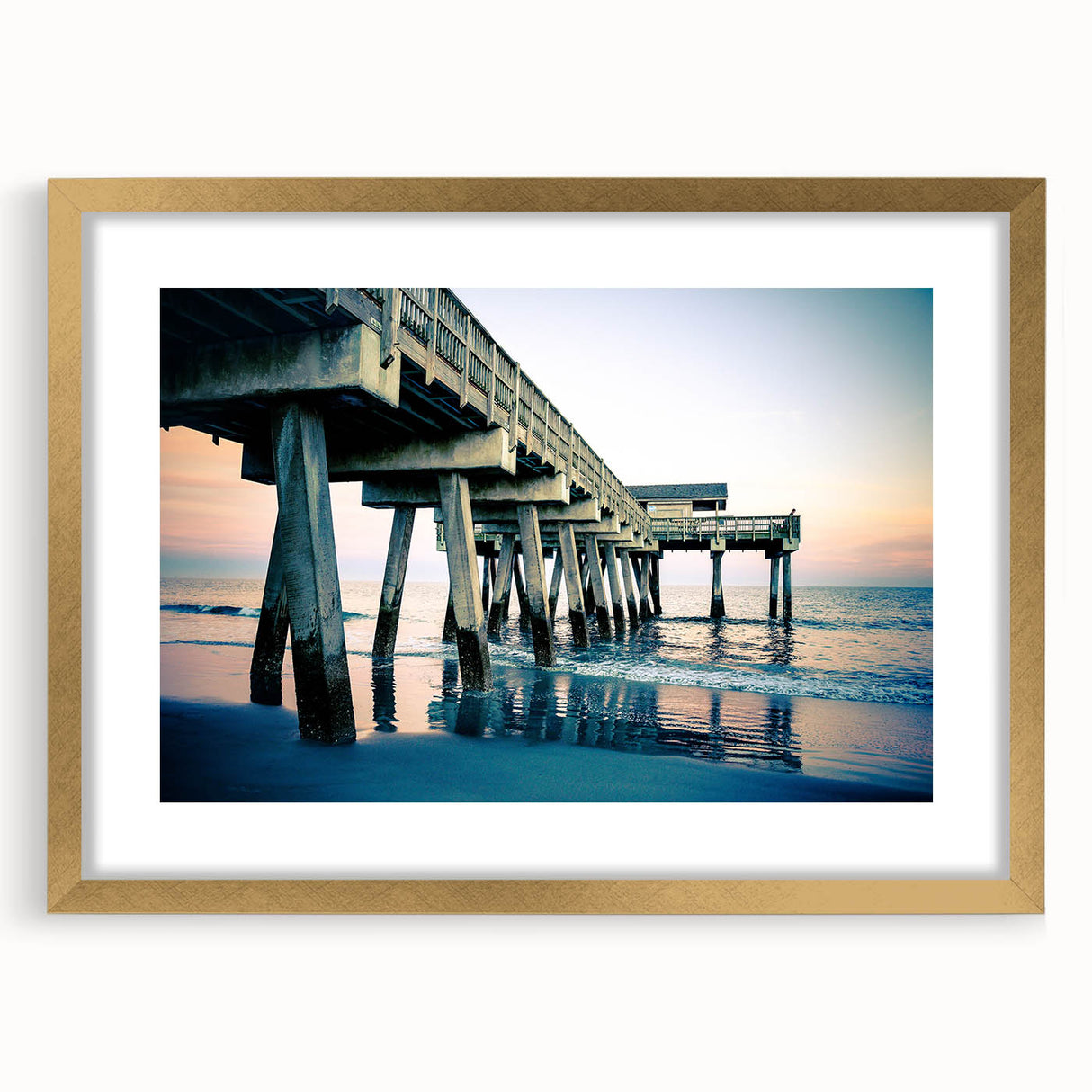 Extra large abstract art print of Savannah scenery in gold frame, featuring textured design with muted earth tones.