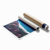 Extra large rolled print of Kauai, Hawaii scenery with lush greenery and waterfalls, ideal for classy bathroom wall art.