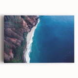 Black and white photo of Kauai cliffs on large stretched canvas, suited for kitchen wall art.