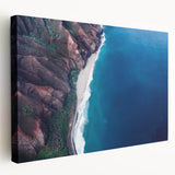 Scenic Kauai landscape on a large stretched canvas, featuring lush greenery and waterfalls, ideal for kitchen wall art.