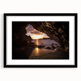 Extra large abstract art print of vibrant, colorful Maui scenery on textured canvas, framed in black.