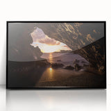 Large abstract wall art depicting a vibrant Maui landscape in acrylic, framed in black, ideal for modern art wall decor.