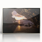 Mid-century modernist art of Maui scenery in acrylic, with muted blue and green tones, ideal for nursery wall decor.