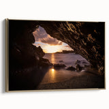 Framed canvas featuring a vintage-style landscape painting of Maui, Hawaii, with muted earth tones.