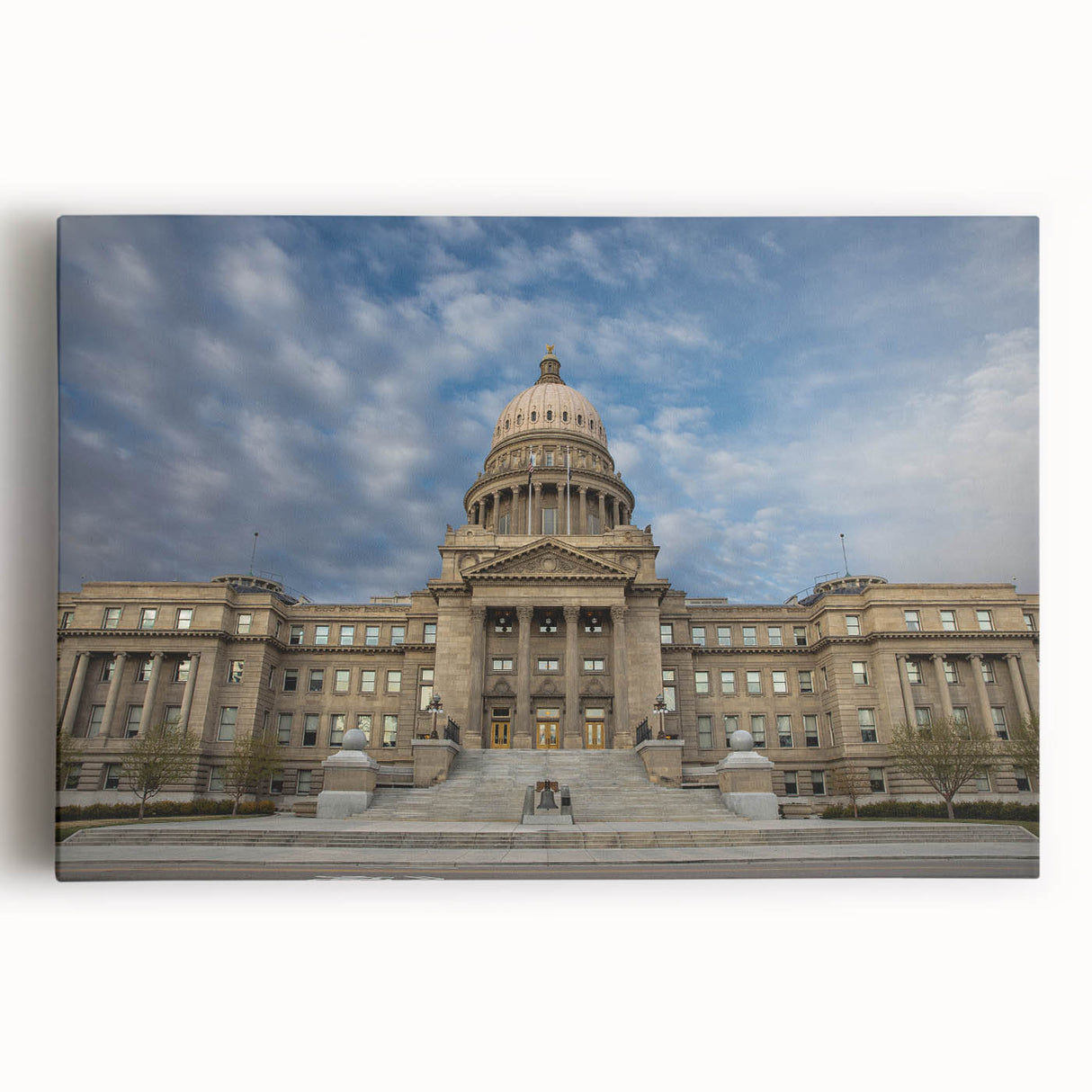 Black and white stretched canvas of Idaho scenery, ideal for kitchen wall art.
