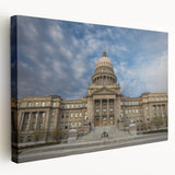 Panoramic Idaho landscape on large stretched canvas in natural and earth tones, ideal for kitchen wall art.