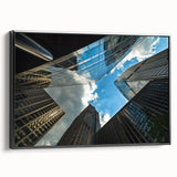 Black and white framed canvas of Chicago skyline, ideal for bedroom wall art.