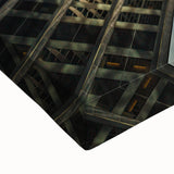 Large art of Chicago skyline in black and white on stretched canvas, suitable for bedroom wall.
