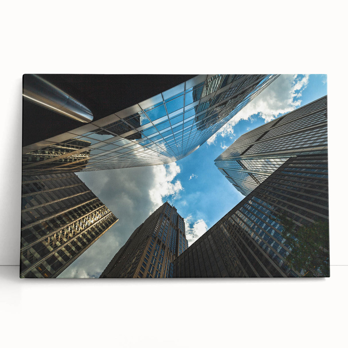Black and white stretched canvas of Chicago skyline, ideal for kitchen wall art or bedroom ambiance.
