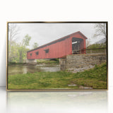 Mid-century modernist style acrylic print of Indiana scenery in muted earth tones, ideal for modern art wall decor.