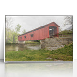 Art deco poster of Indiana landscape in muted greens and blues on framed acrylic, ideal for nursery wall decor.