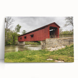 Black and white photo of Indiana scenery on large stretched canvas, suitable as kitchen or bedroom wall art.