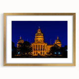 Extra large wall art featuring an abstract textured print of Iowa scenery in muted earth tones, framed in gold.