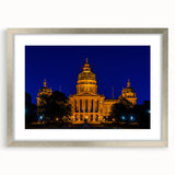 Textured abstract art print of Iowa scenery in muted earth tones, framed in silver, ideal for bedroom wall decor.