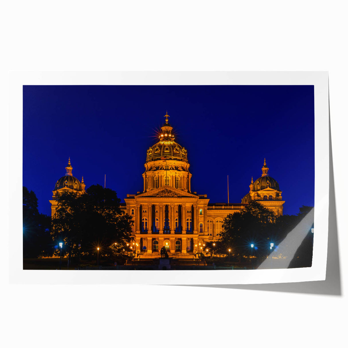 Extra large rolled print of Iowa scenery with vibrant floral elements, ideal for art wall dining room.