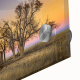 Large abstract wall art on acrylic glass featuring a mid-century modernist design with muted earth tones.