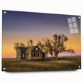 Large abstract depiction of Kansas scenery on acrylic glass, with vibrant earth tones, ideal for dining room decor.