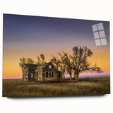 Large abstract wall art on acrylic glass depicting vibrant Kansas scenery, ideal for bedroom or dining room decor.