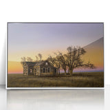Acrylic print of a Kansas scenery in art deco style with muted earth tones, ideal for modern art wall decor.