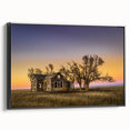 Black and white landscape art of Kansas scenery on a framed canvas, suitable for bedroom decor.