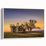 Vintage poster art of Kansas scenery on a framed canvas, featuring colorful art in extra large size.