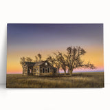 Black and white photograph of Kansas scenery on a large stretched canvas, suitable for kitchen or bedroom decor.