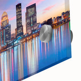 Large abstract wall art depicting Kentucky scenery in muted earth tones, acrylic glass, ideal for dining room ambiance.