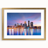 Extra large abstract art print of a textured Kentucky landscape in muted earth tones, framed in gold.