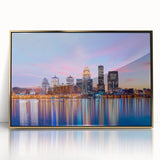 Acrylic print of Kentucky scenery in gold frame, mid-century modernist style, ideal for modern art wall decor.