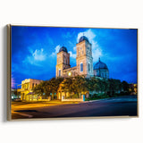 Framed canvas featuring a vintage-style Louisiana landscape in black and gold tones, ideal for bedroom wall art.