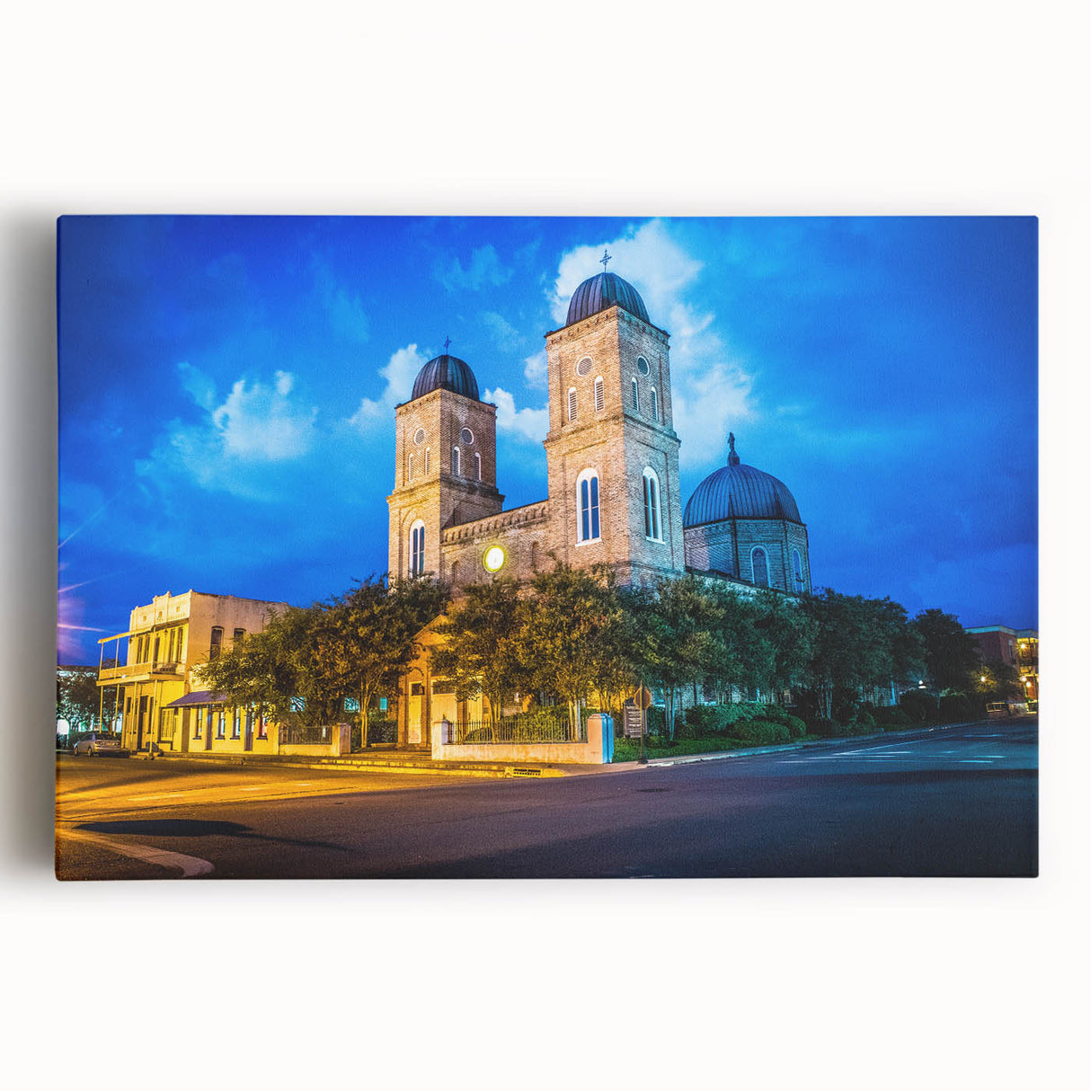 Black and white photograph of Louisiana scenery on large stretched canvas, suitable for kitchen wall art.