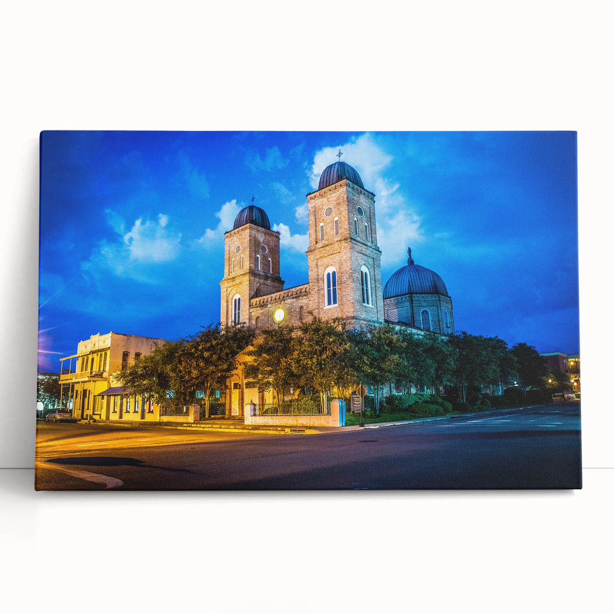 Black and white photo of Louisiana scenery on stretched canvas, suited as kitchen wall art or bedroom decor.